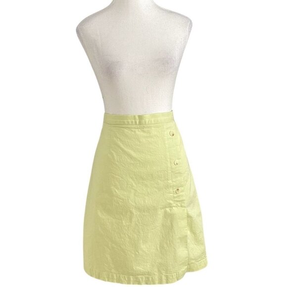 LACOSTE PASTEL LIME GREEN BUTTON FRONT MINI COTTON SKIRT - XL - Picture 1 of 10